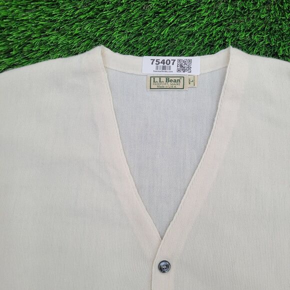 Vintage LL-Bean Cardigan L/XL 24x29 Ivory - Picture 3 of 11